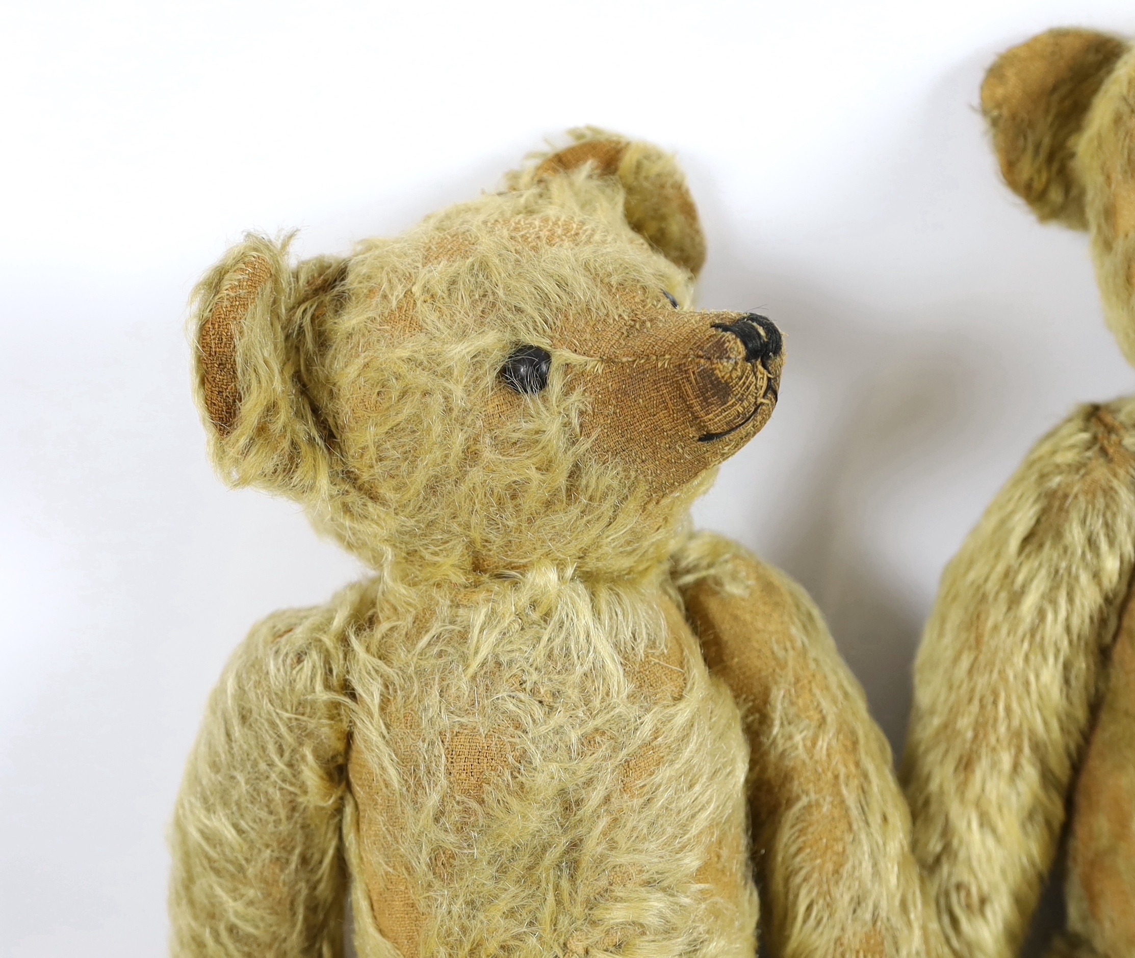 Two small bears, plush worn, approx. 37cm (2)